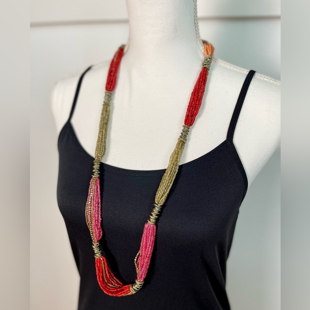 LOFT Long Multi Strand Beaded Necklace | Colorful Statement Jewelry